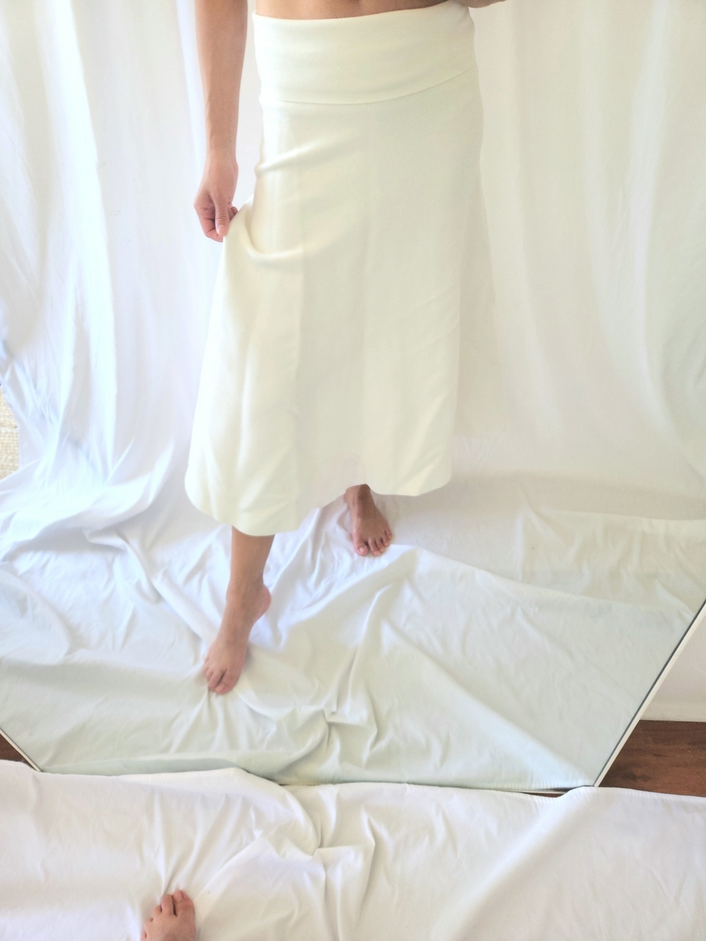 The Frankie Shop Ivory A-Line Midi Skirt